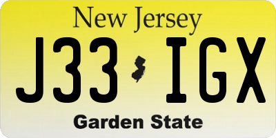 NJ license plate J33IGX