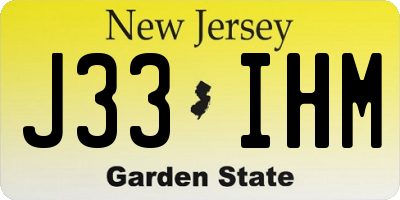 NJ license plate J33IHM