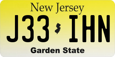 NJ license plate J33IHN