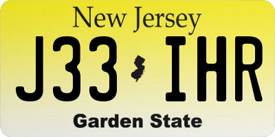 NJ license plate J33IHR