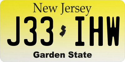 NJ license plate J33IHW