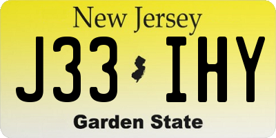 NJ license plate J33IHY