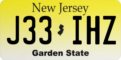 NJ license plate J33IHZ