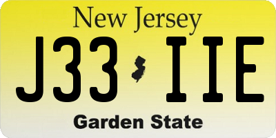 NJ license plate J33IIE
