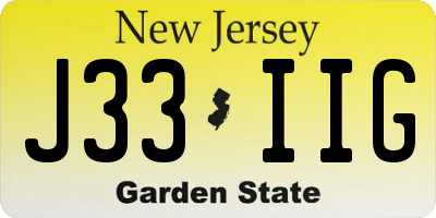 NJ license plate J33IIG