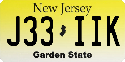 NJ license plate J33IIK
