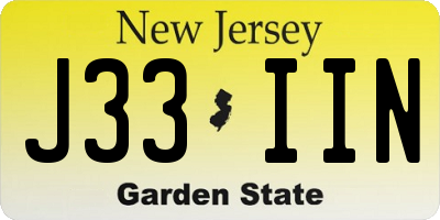 NJ license plate J33IIN
