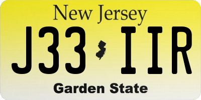 NJ license plate J33IIR