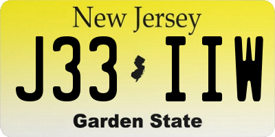 NJ license plate J33IIW