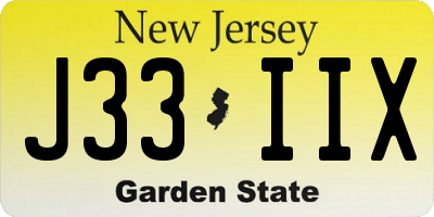 NJ license plate J33IIX