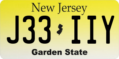 NJ license plate J33IIY