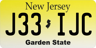 NJ license plate J33IJC