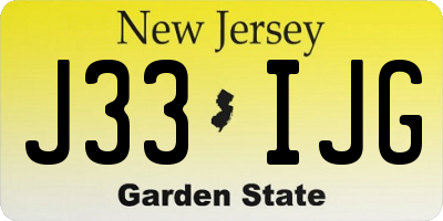 NJ license plate J33IJG