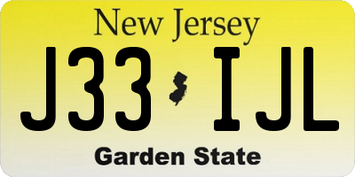 NJ license plate J33IJL