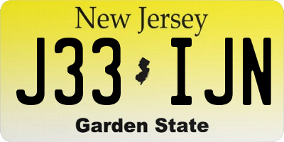 NJ license plate J33IJN