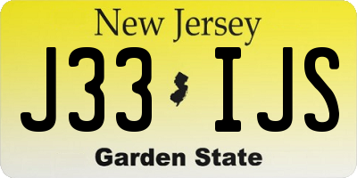 NJ license plate J33IJS