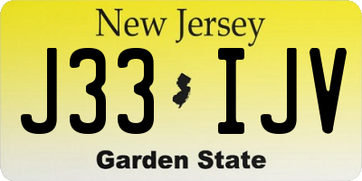 NJ license plate J33IJV