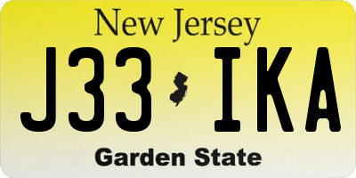 NJ license plate J33IKA