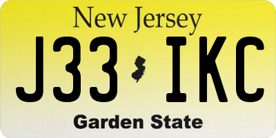 NJ license plate J33IKC