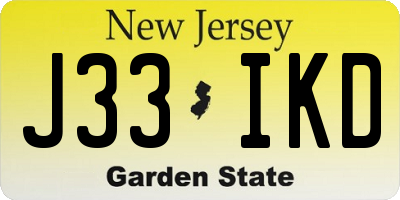NJ license plate J33IKD