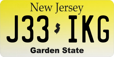 NJ license plate J33IKG