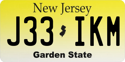 NJ license plate J33IKM