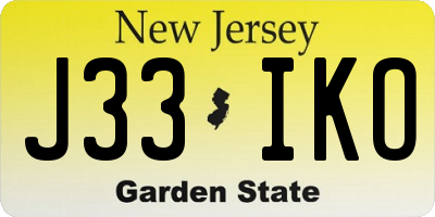 NJ license plate J33IKO