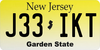 NJ license plate J33IKT