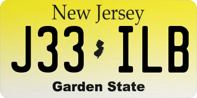 NJ license plate J33ILB