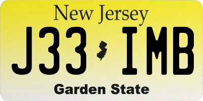 NJ license plate J33IMB