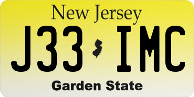 NJ license plate J33IMC