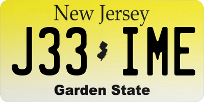 NJ license plate J33IME