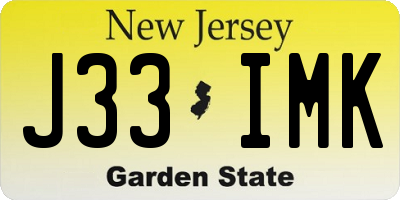 NJ license plate J33IMK