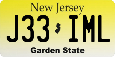 NJ license plate J33IML