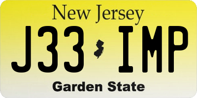 NJ license plate J33IMP