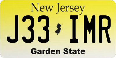 NJ license plate J33IMR
