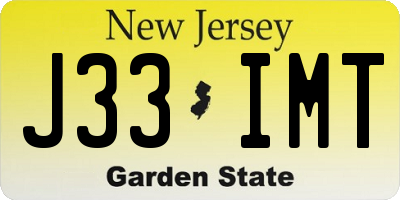 NJ license plate J33IMT