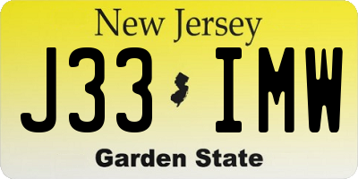NJ license plate J33IMW