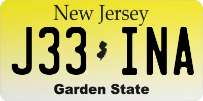 NJ license plate J33INA