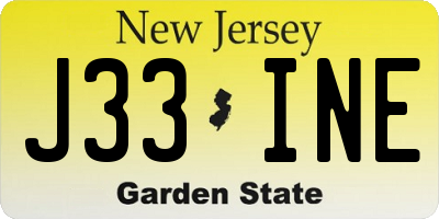 NJ license plate J33INE