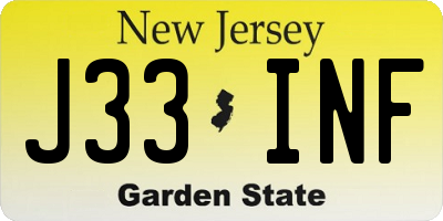 NJ license plate J33INF