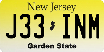 NJ license plate J33INM