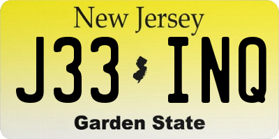 NJ license plate J33INQ