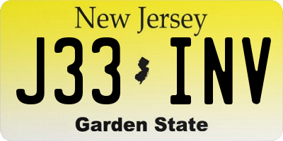 NJ license plate J33INV