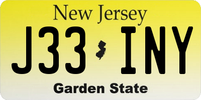 NJ license plate J33INY