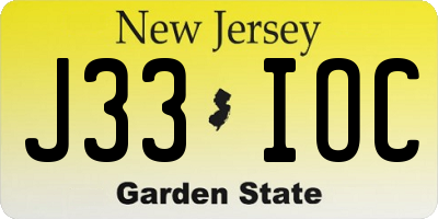 NJ license plate J33IOC
