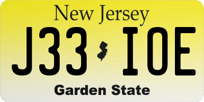 NJ license plate J33IOE