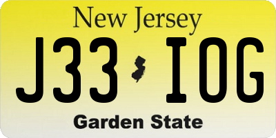 NJ license plate J33IOG