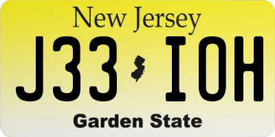 NJ license plate J33IOH