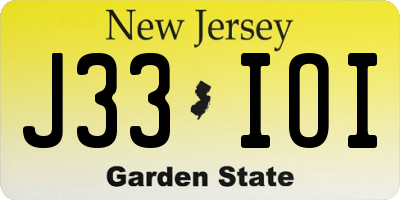 NJ license plate J33IOI
